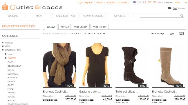 OUTLET BICOCCA online